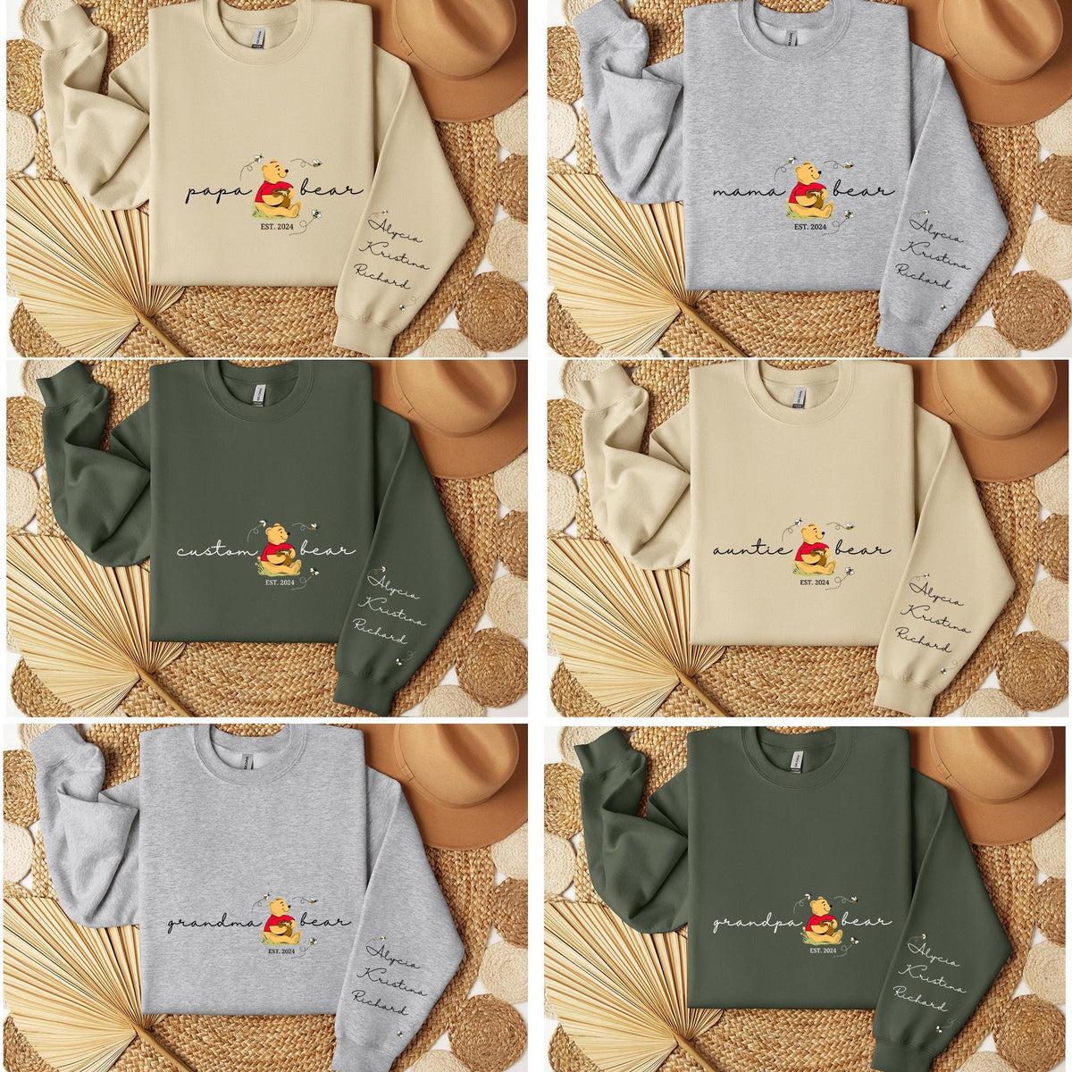Custom Mama Bear Sweatshirt, Mama Est with Kid Name on Sleeve Sweatshirt, Personalized Mom Gift, Custom Christmas Sweatshirt, New Mom Gifts