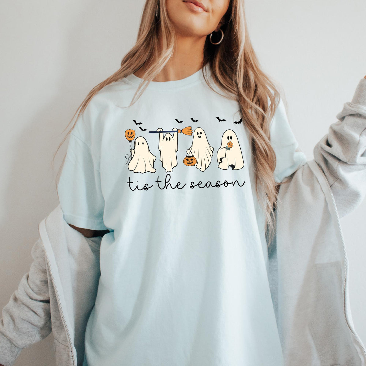 Tis The Season Halloween Shirt, Halloween Comfort Colors® Shirt, Retro Ghost Shirts, Cute Fall Shirt, Pumpkin Season, Women's Halloween Tees