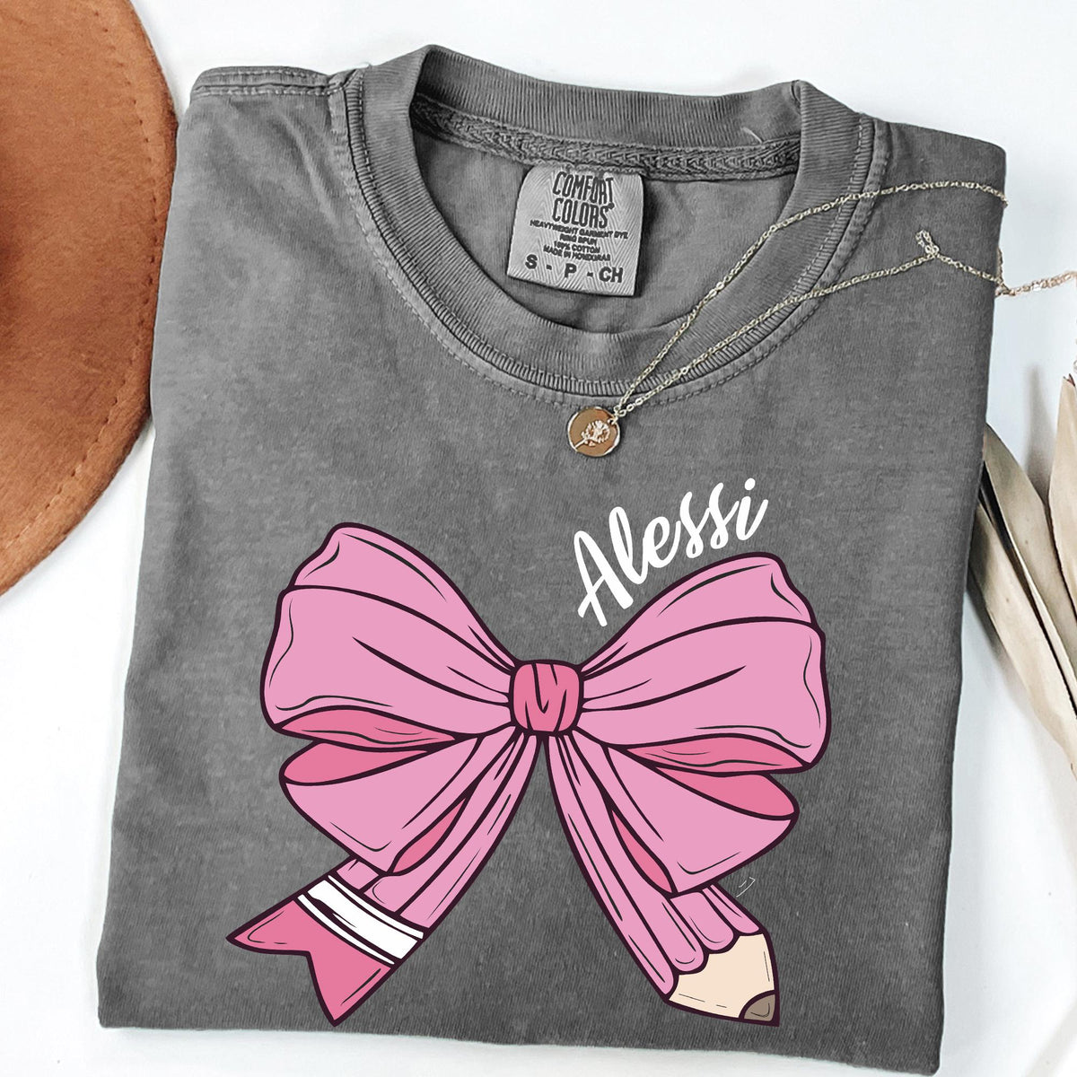 Custom Teacher Coquette Bow Sweatshirt, Custom Teacher Name Shirt, Teacher Appreciation Gift, Cute Teacher Christmas Shirts, Comfort Colors®