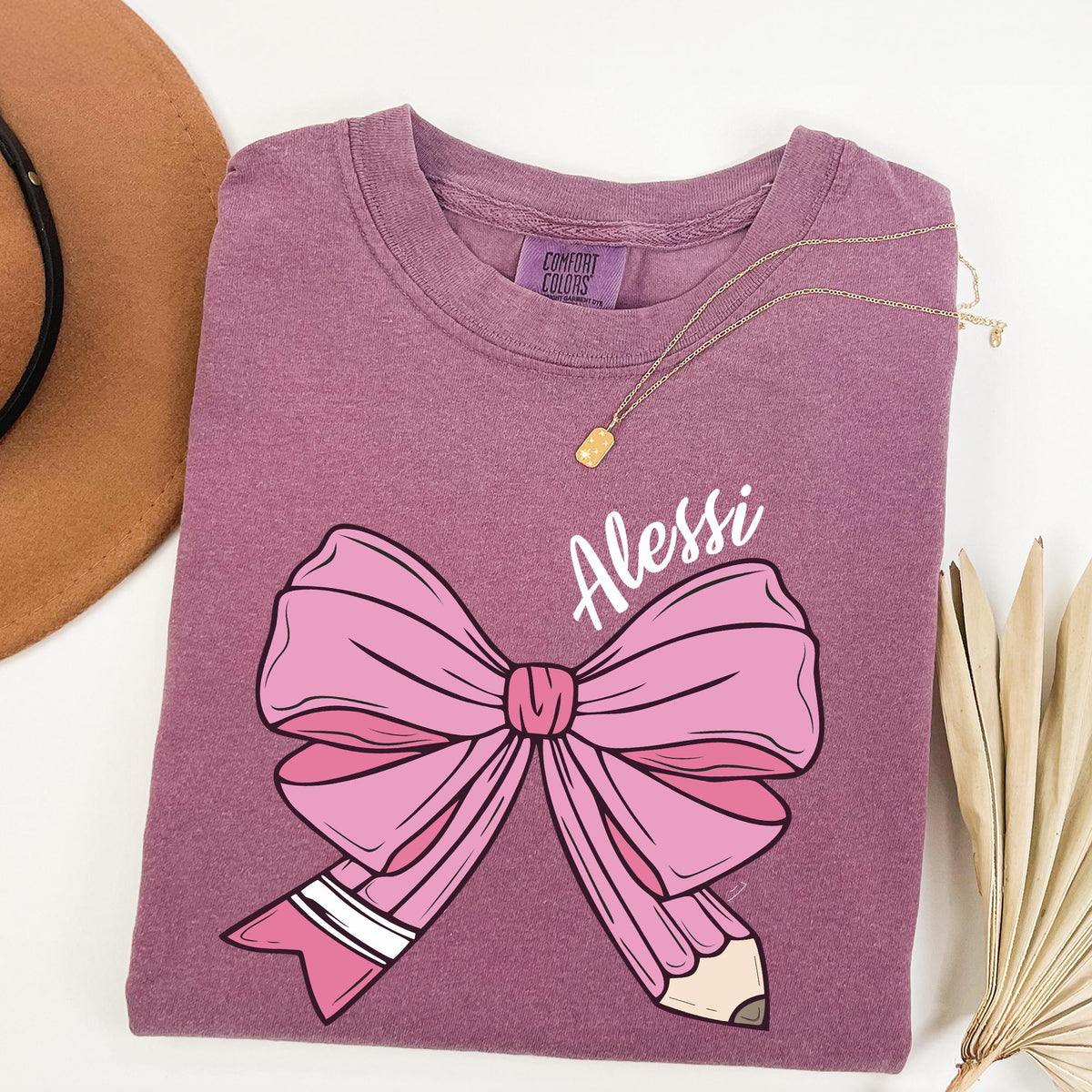 Custom Teacher Coquette Bow Sweatshirt, Custom Teacher Name Shirt, Teacher Appreciation Gift, Cute Teacher Christmas Shirts, Comfort Colors®