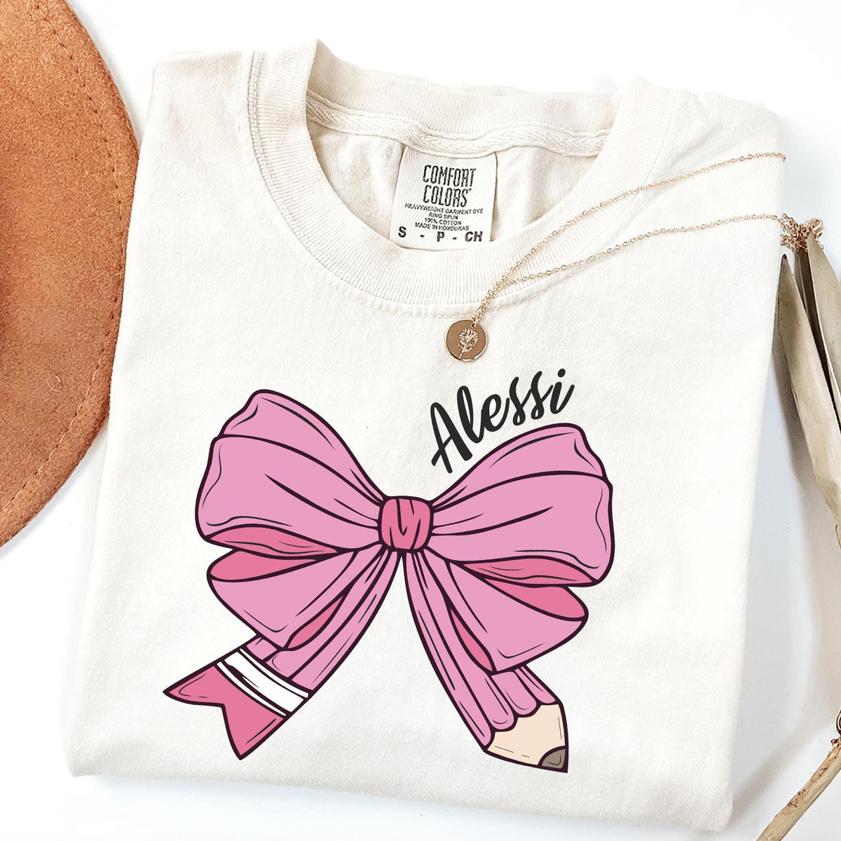 Custom Teacher Coquette Bow Sweatshirt, Custom Teacher Name Shirt, Teacher Appreciation Gift, Cute Teacher Christmas Shirts, Comfort Colors®
