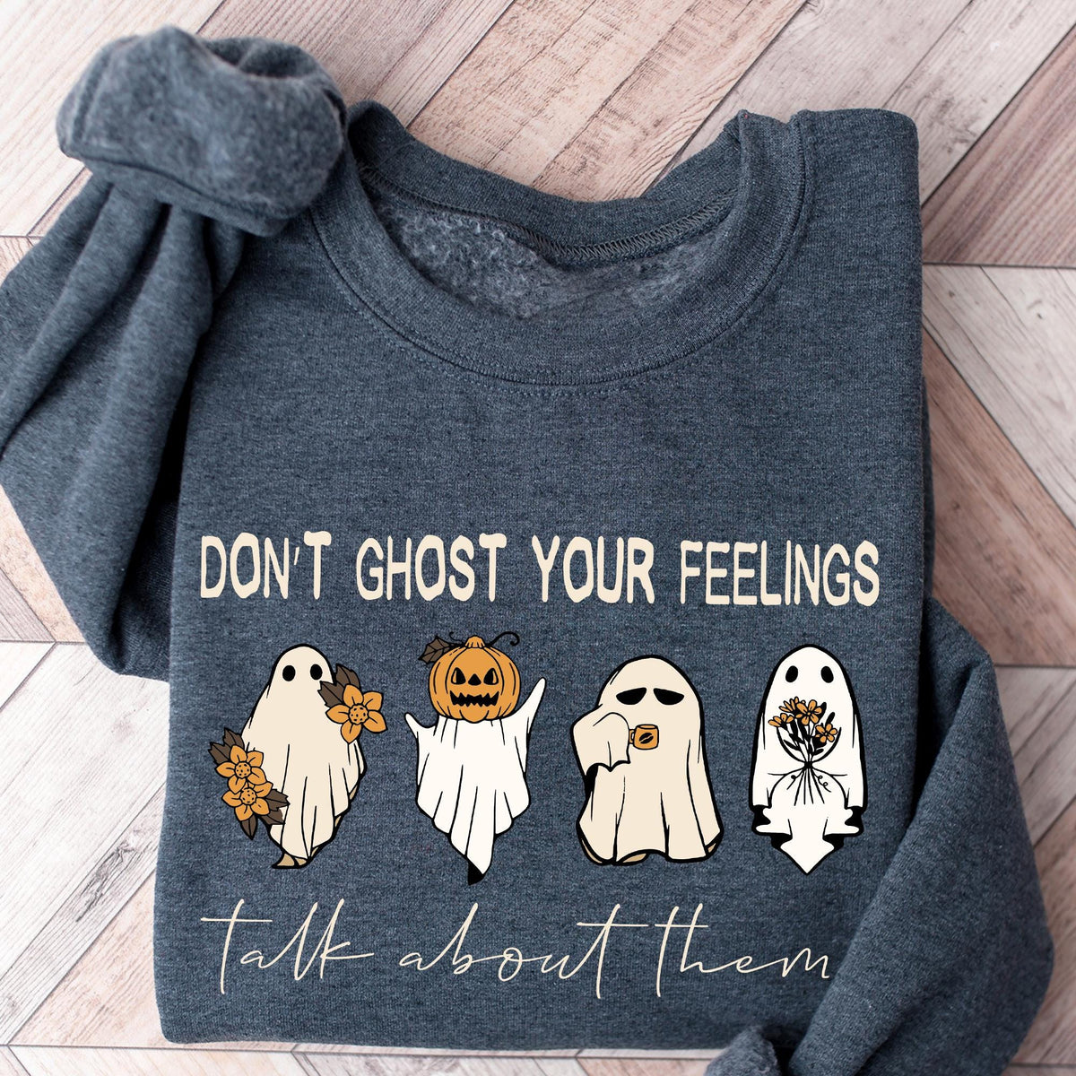 Retro Funny Don't Ghost Your Feelings, Mental Health Awareness, Mental Health, Halloween Graphic T-Shirt for Women, School Counselor T-shirt
