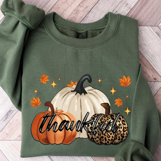 Thankful Shirt, Leopard Pumpkin Shirt, Pumpkin Sweatshirt, Thanksgiving Shirt, Thanksgiving Family Matching Shirts, Thanksgiving Sweatshirts