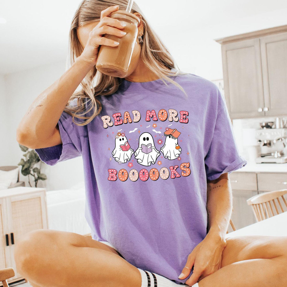Read More Books Spooky Teacher Shirt, Halloween Shirt for Teacher, Groovy Ghost Teacher Tshirt, Reading Teacher Tee, Teacher Halloween Shirt