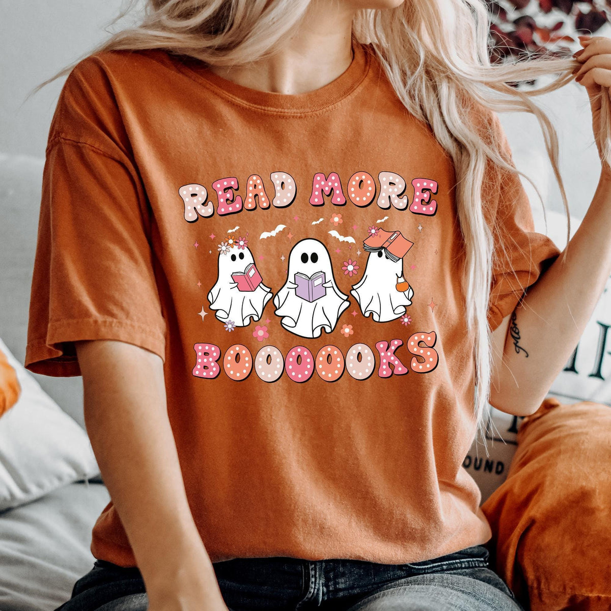 Read More Books Spooky Teacher Shirt, Halloween Shirt for Teacher, Groovy Ghost Teacher Tshirt, Reading Teacher Tee, Teacher Halloween Shirt