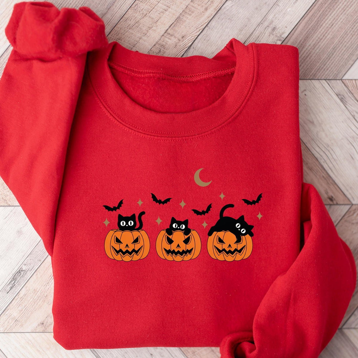 Black Cat Sweatshirt, Halloween Sweatshirt, Pumpkin T-shirts, Fall Sweatshirt for Women, Halloween Crewneck, Bat Top, Spooky Season T-shirts