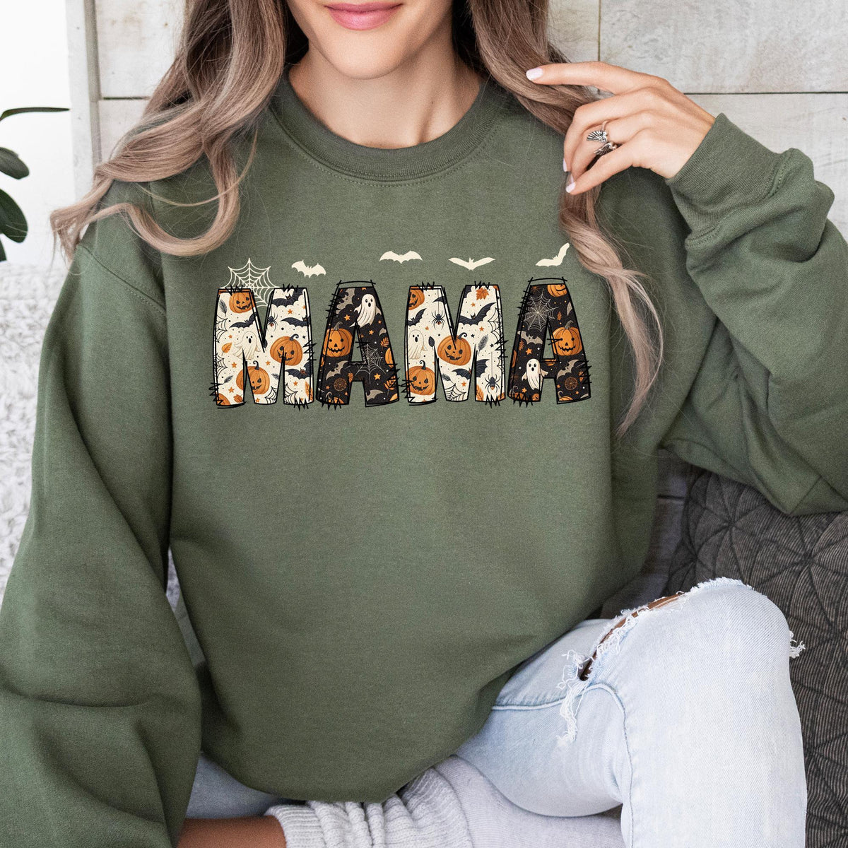 Halloween Mama Sweatshirt, Spooky Mama Shirt, Gift for Mom Shirts, Spooky Mama Sweatshirt, Halloween Shirts, Cool Mama Halloween Sweatshirts