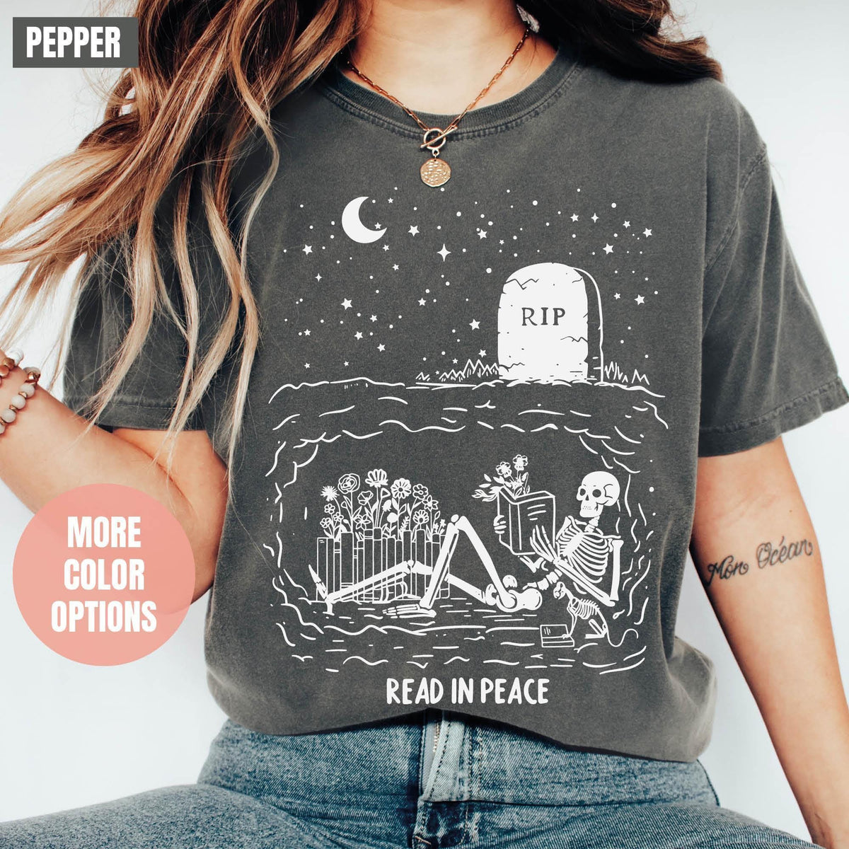 Halloween Read In Peace Shirt, Halloween Ghost Reading Shirts, Comfort Colors®, Book Lover Halloween, Funny Halloween T-shirt, Spooky Season