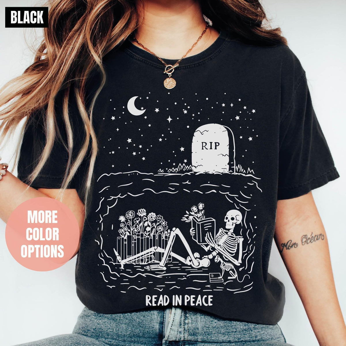 Halloween Read In Peace Shirt, Halloween Ghost Reading Shirts, Comfort Colors®, Book Lover Halloween, Funny Halloween T-shirt, Spooky Season