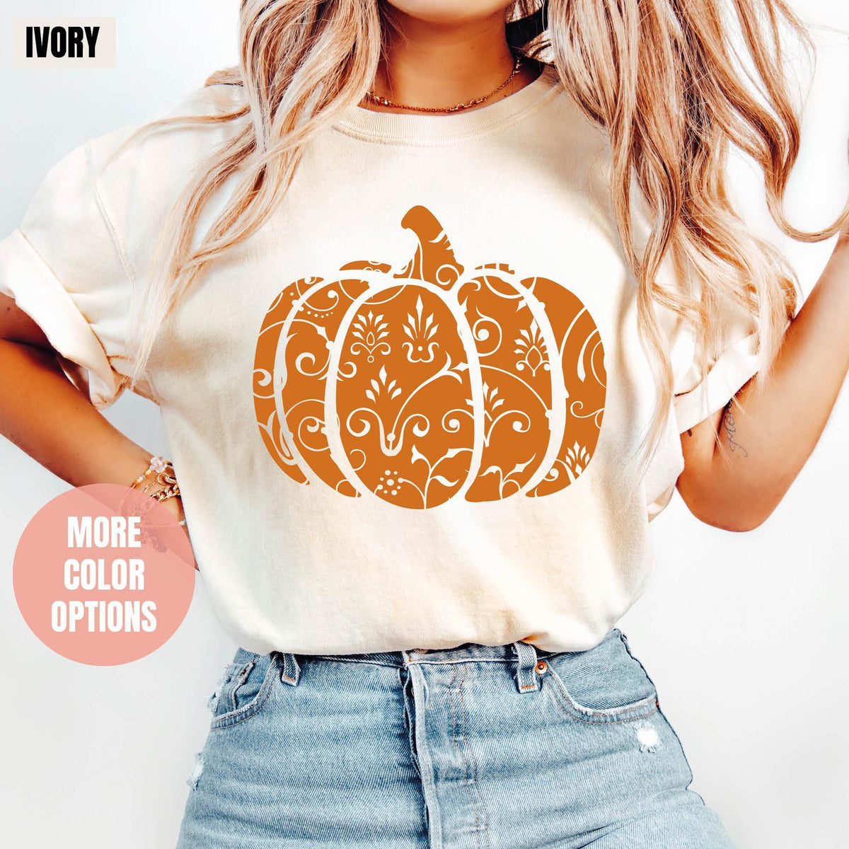 Floral Pumpkin Shirt, Fall Pumpkin Shirt, Fall Lover T-shirts, Comfort Colors®, Flower Thanksgiving T-shirt, Autumn Shirt, Thankful T-shirts