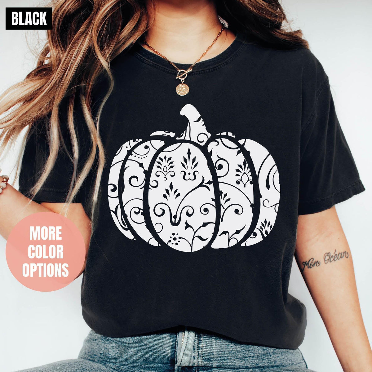 Floral Pumpkin Shirt, Fall Pumpkin Shirt, Fall Lover T-shirts, Comfort Colors®, Flower Thanksgiving T-shirt, Autumn Shirt, Thankful T-shirts