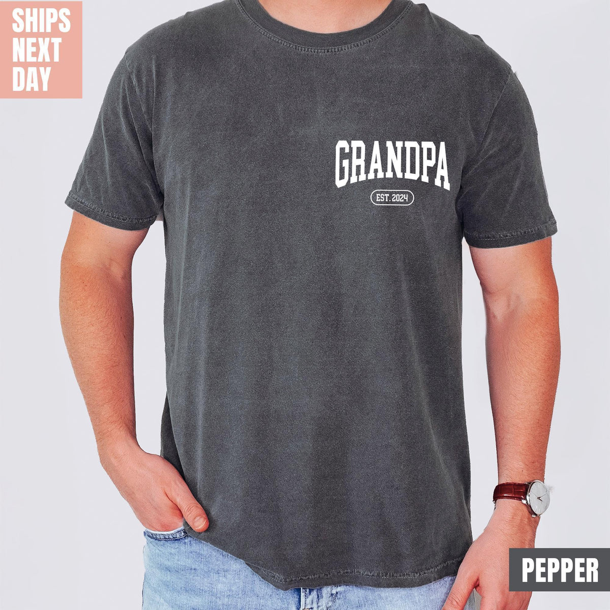 Comfort Colors® Grandpa EST Shirt, Pocket Grandpa Shirt, Fathers day Shirt, Custom Grandpa Shirts, Grandpa Gift, Fathers T-shirt, Dad Shirts