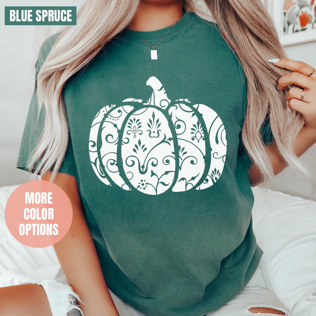 Floral Pumpkin Shirt, Fall Pumpkin Shirt, Fall Lover T-shirts, Comfort Colors®, Flower Thanksgiving T-shirt, Autumn Shirt, Thankful T-shirts