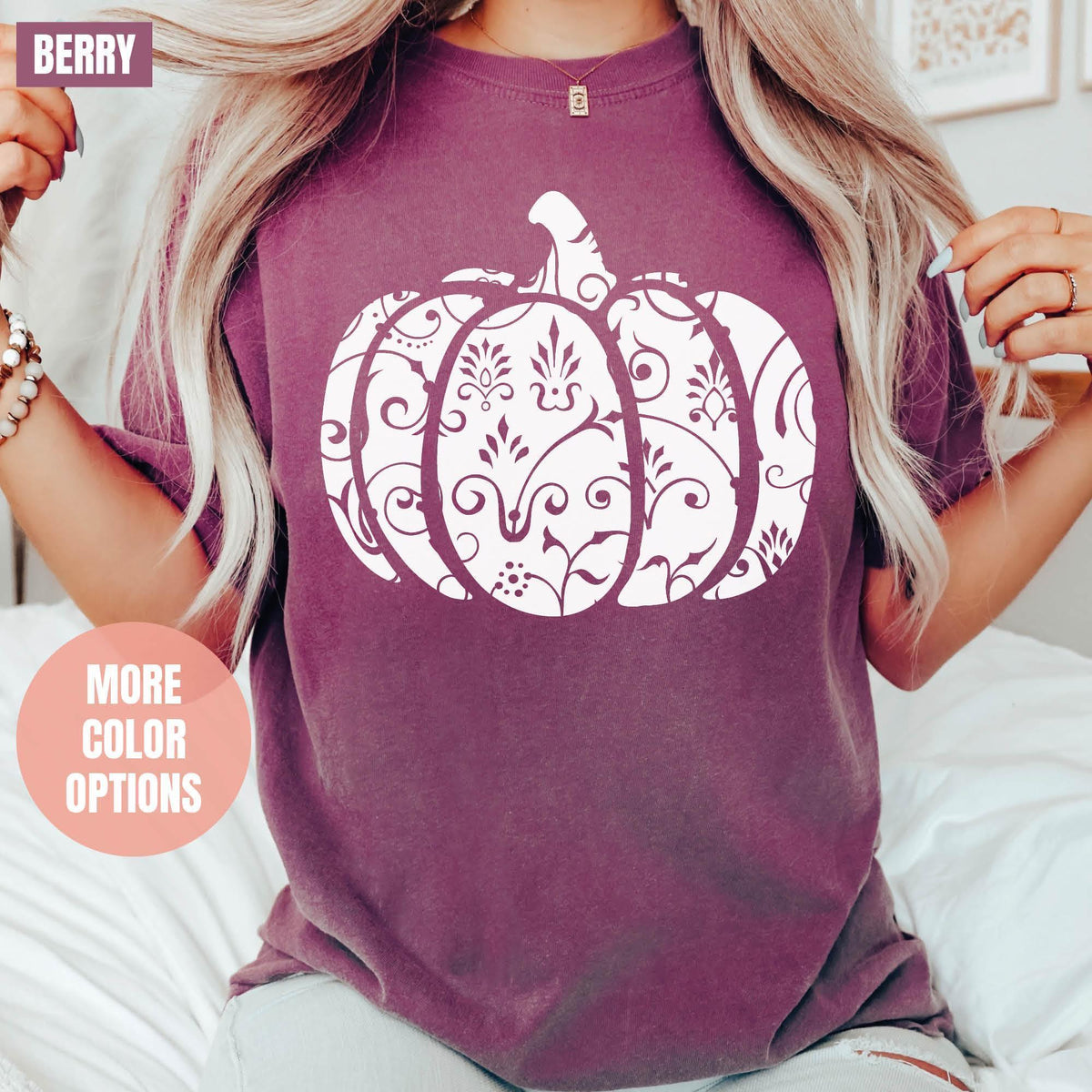 Floral Pumpkin Shirt, Fall Pumpkin Shirt, Fall Lover T-shirts, Comfort Colors®, Flower Thanksgiving T-shirt, Autumn Shirt, Thankful T-shirts