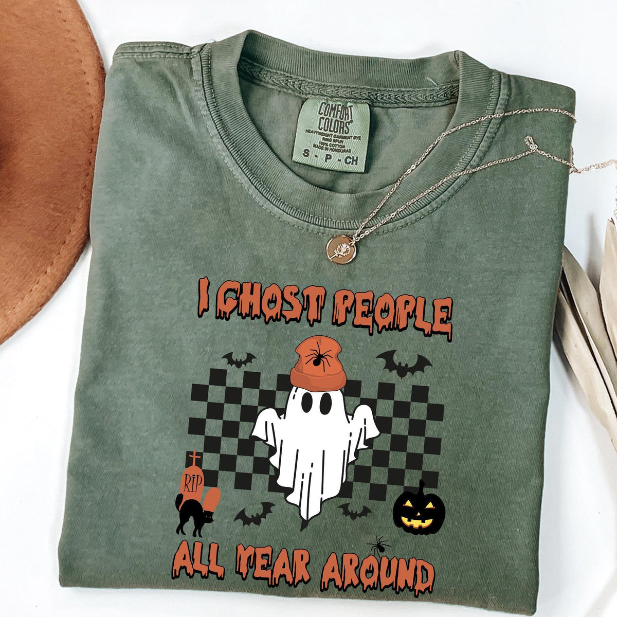 I Ghost People All Year Around Shirt, Halloween Shirts, Halloween Costumes, Spooky Vibes T-shirts, Comfort Colors®, Halloween Party T-shirts