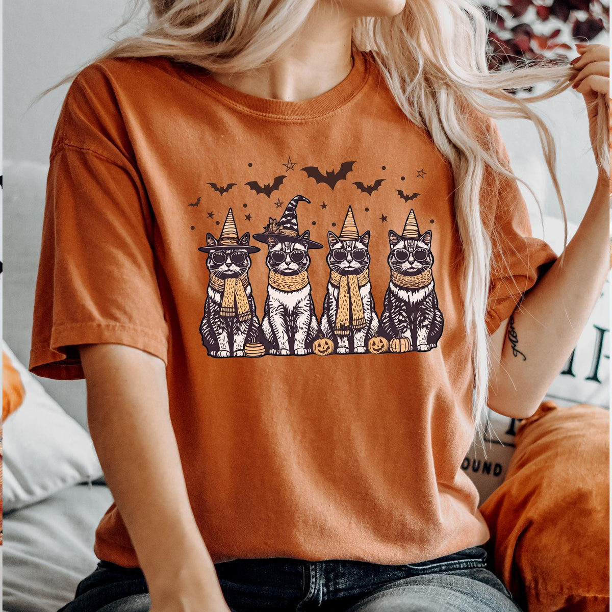 Cool Halloween Cats Shirt, Halloween T-Shirt, Funny Halloween T-shirt, Gift for Daughter, Gift for Her, Comfort Colors®, Cat Lovers T-shirts