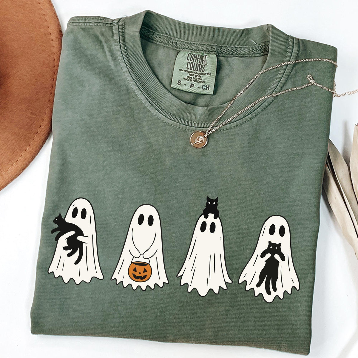 Comfort Colors® Cute Ghost Black Cats Halloween Shirt, Ghost Cat Halloween Shirts, Cat Lover Gifts, Halloween Gift Cats Owner, Spooky Season