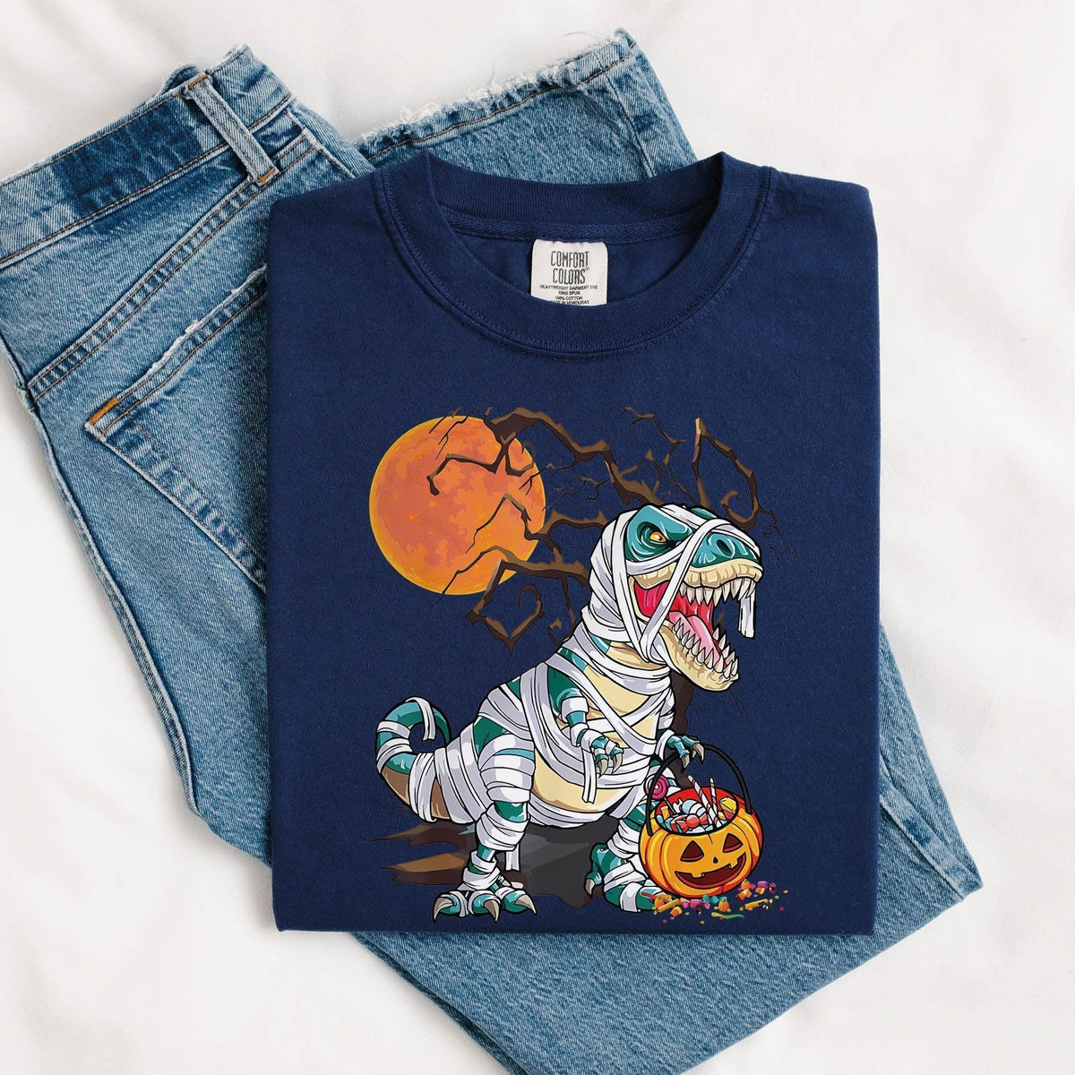 Halloween Shirt, Dinosaur Skeleton T rex Scary Shirt, Spooky Saurus Rex Shirt, Comfort Colors®, Dinosaur Halloween Gift, Cute Halloween Gift