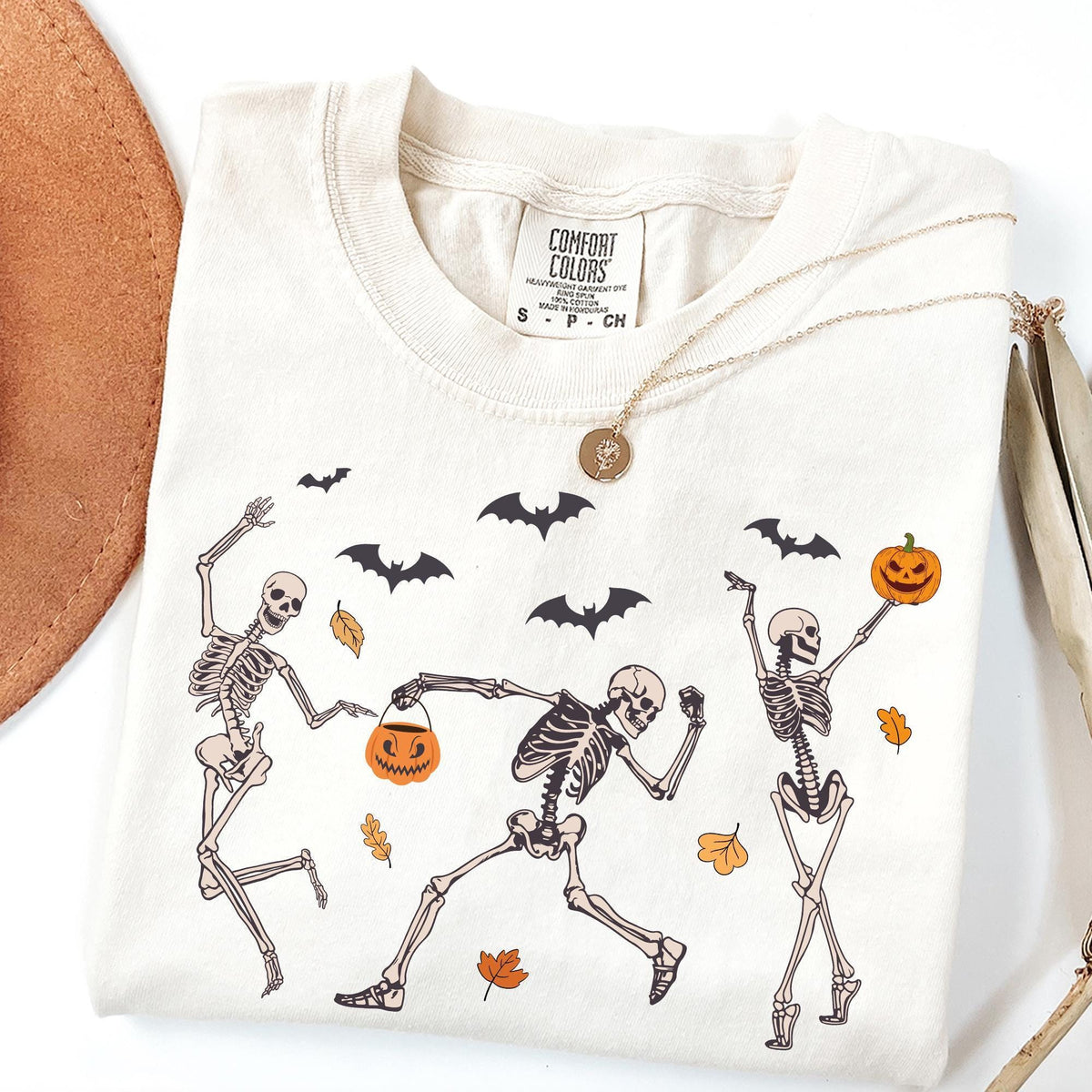 Comfort Colors® Dancing Skeleton Shirt, Halloween Shirt, Pumpkin Shirts, Retro Halloween Shirt, Skull Funny T-shirt, Dancing Lovers T-shirts