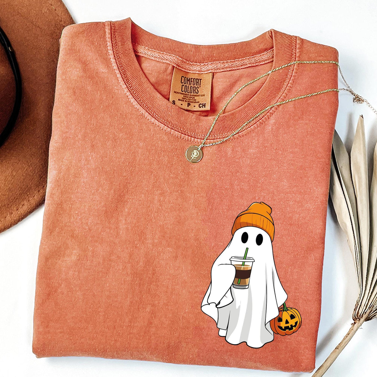 Comfort Colors® Сute Ghost Coffee Shirt, Сute Little Ghost Iced Coffee t-shirt, Ghost Coffee Shirt, Halloween Coffee Lovers, Boo Ghost Shirt