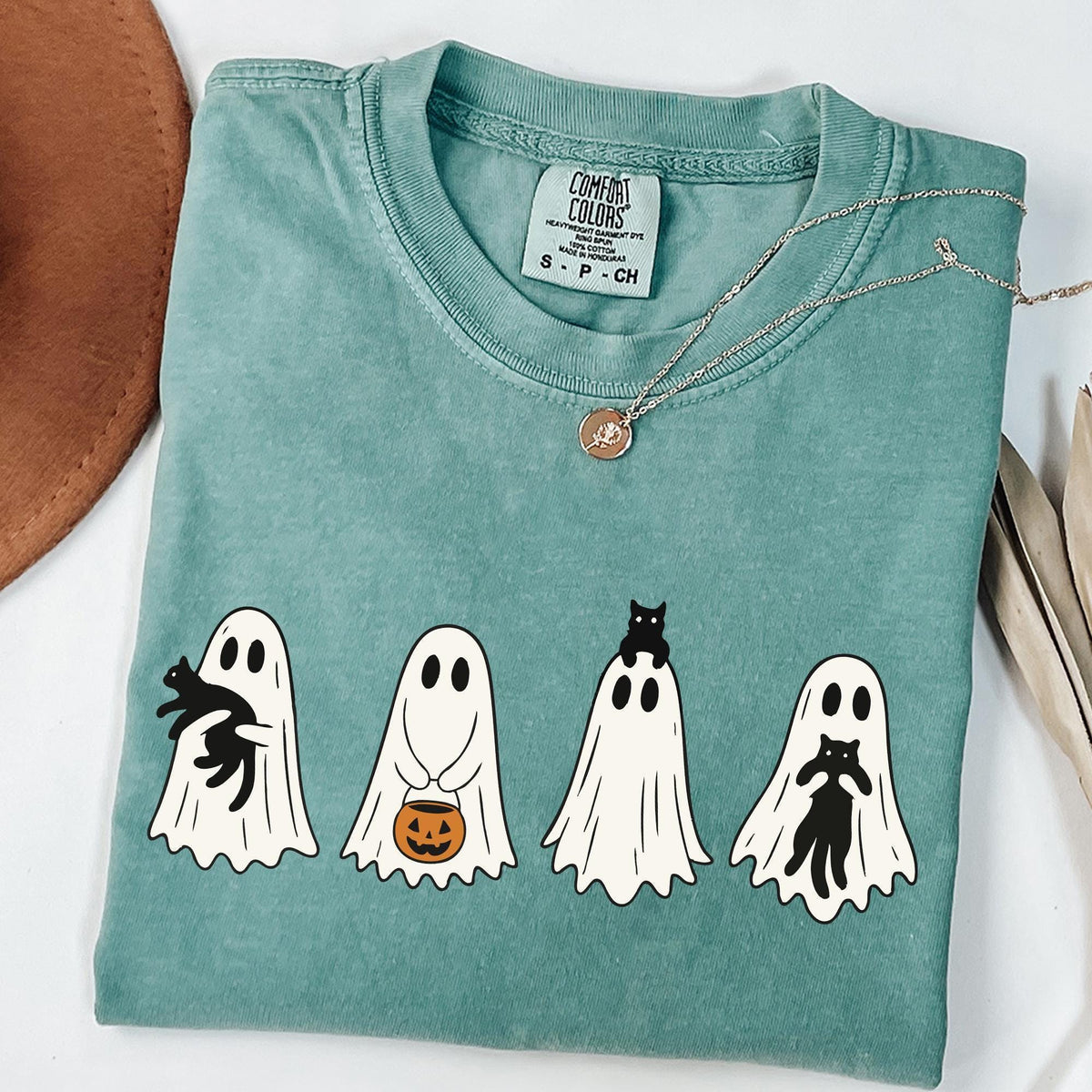 Comfort Colors® Cute Ghost Black Cats Halloween Shirt, Ghost Cat Halloween Shirts, Cat Lover Gifts, Halloween Gift Cats Owner, Spooky Season