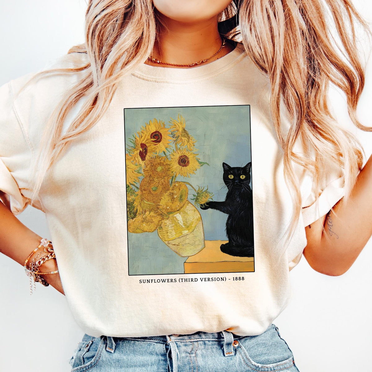 Comfort Colors® Van Gogh Cat Shirt, Van Gogh Irises Cat Shirt, Black Cat tee, Funny Cat shirt, Ladies Shirt, Funny gift Idea, Funny Cute Cat