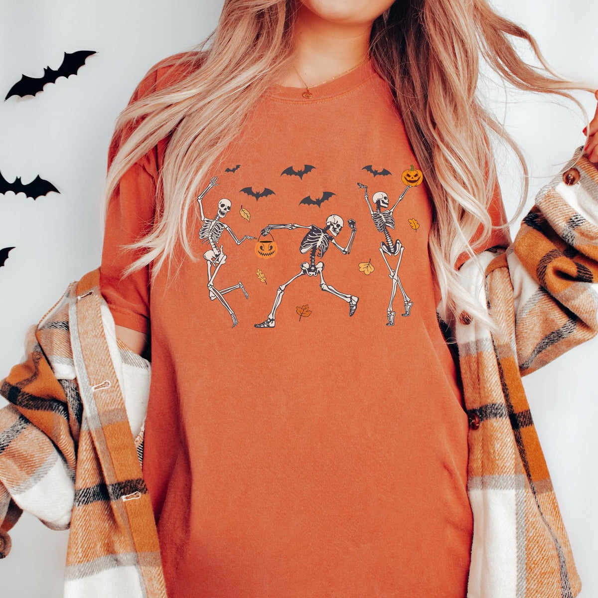 Comfort Colors® Dancing Skeleton Shirt, Halloween Shirt, Pumpkin Shirts, Retro Halloween Shirt, Skull Funny T-shirt, Dancing Lovers T-shirts