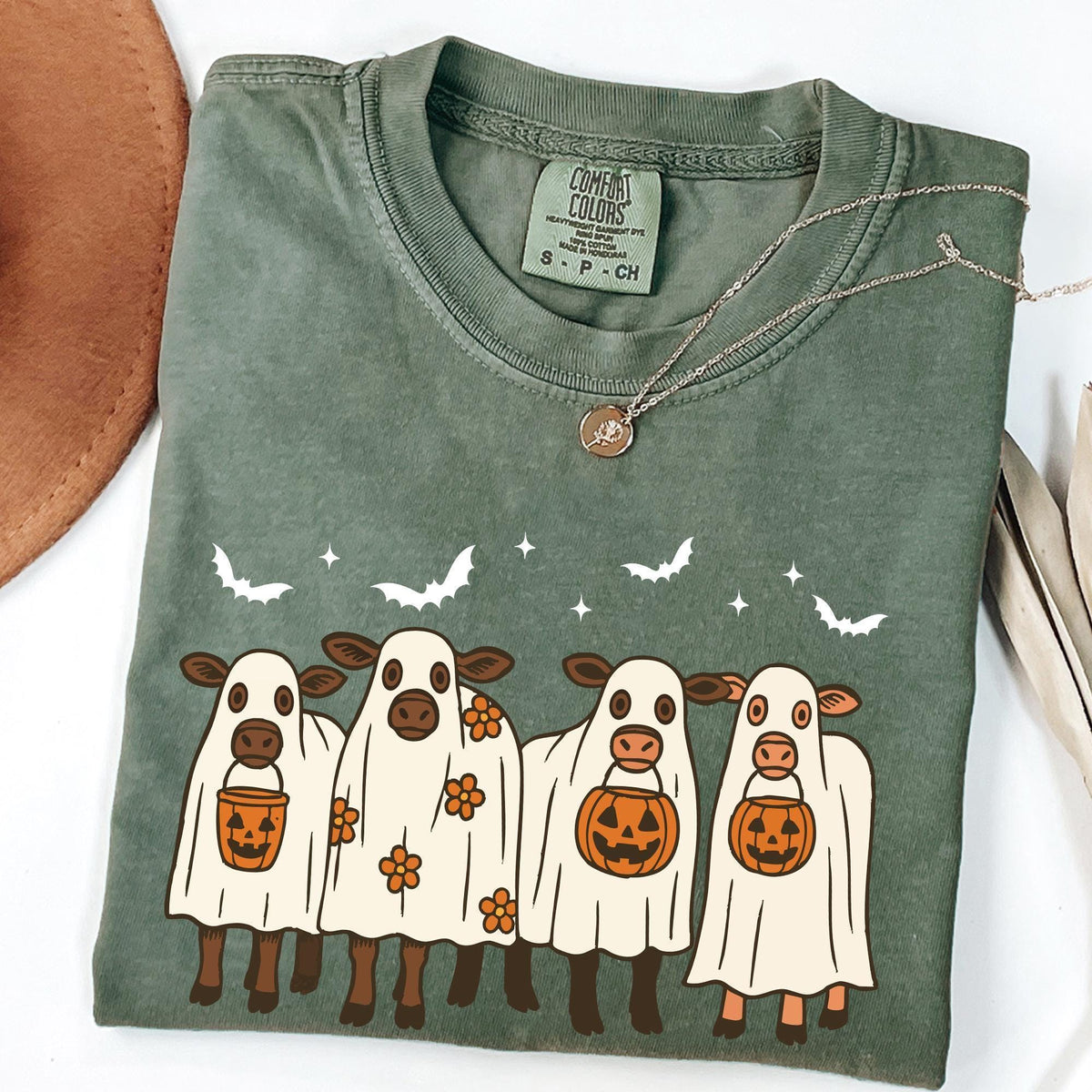 Comfort Colors® Ghost Cows Halloween Shirt, Halloween Ghost Cows Shirt, Halloween Animals, Ghost Shirt, Cow Lovers Halloween Gift, Cow Lover