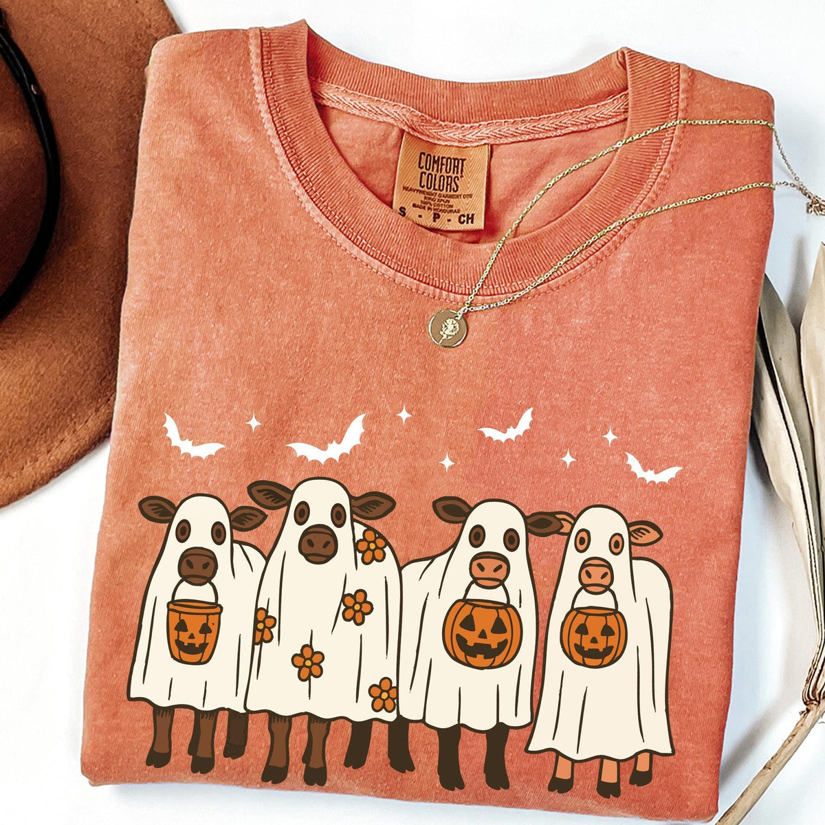 Comfort Colors® Ghost Cows Halloween Shirt, Halloween Ghost Cows Shirt, Halloween Animals, Ghost Shirt, Cow Lovers Halloween Gift, Cow Lover