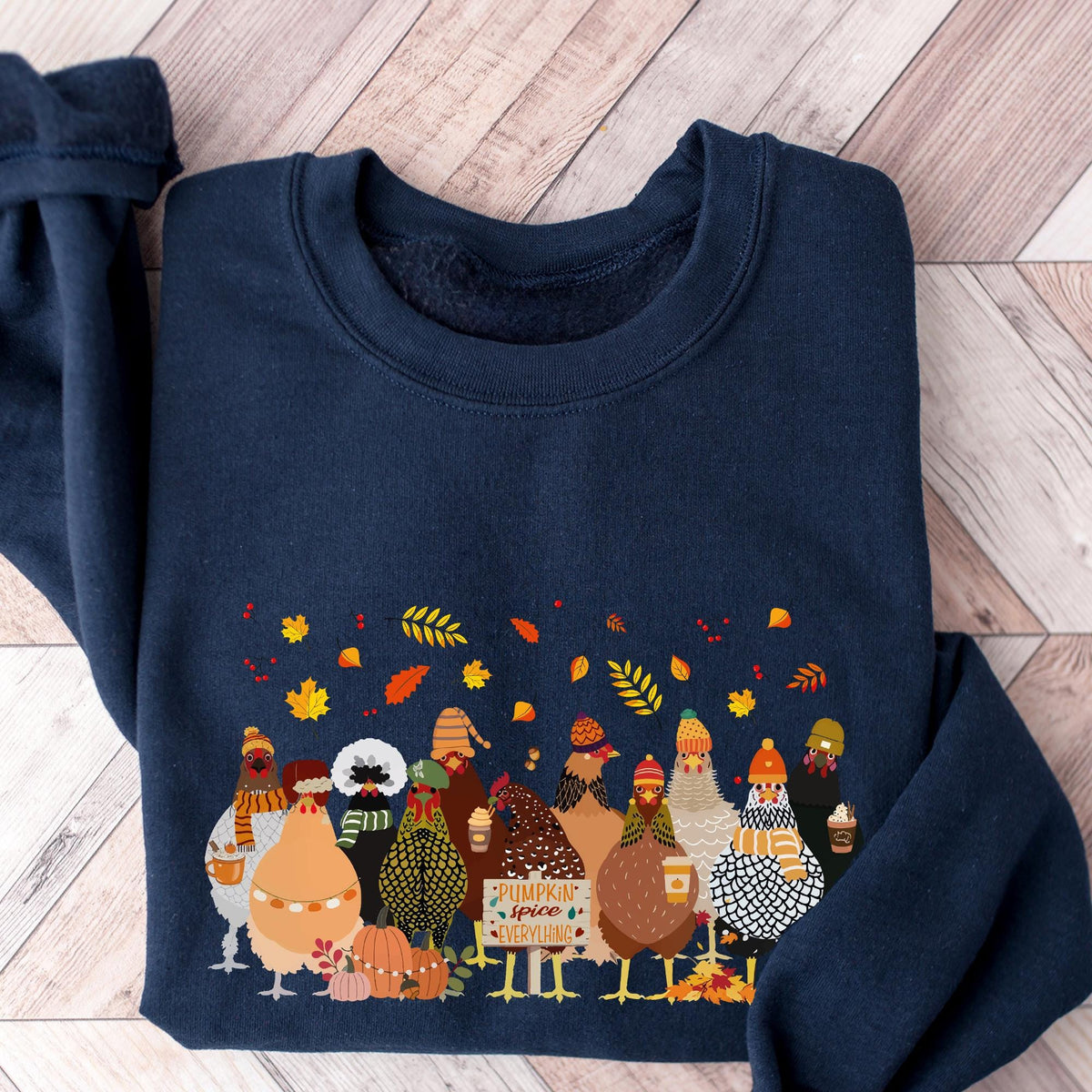 Humorous Fall Chickens Shirt, Fall Chickens Sweater, Women Fall Sweatshirt, Chicken Lover Fall T-shirt, Autumn Chicken Sweater, Fall Sweater