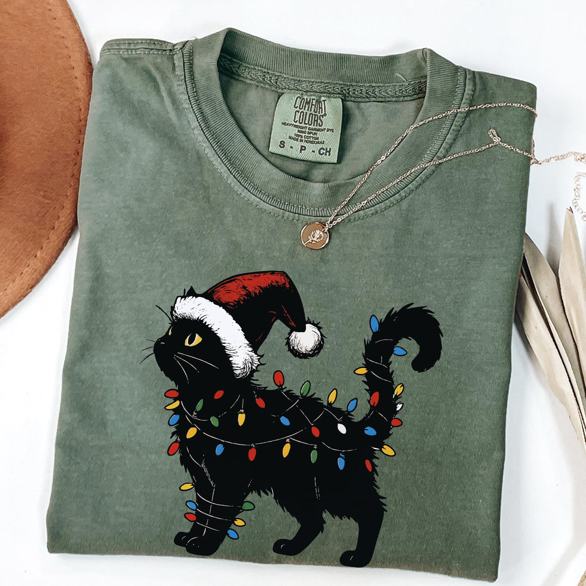 Comfort Colors® Cute Cat Christmas Shirt, Cat Mom Christmas Gift, Funny Christmas Cat Shirt, Cat Lover Christmas Gift, Womens Holiday Shirts