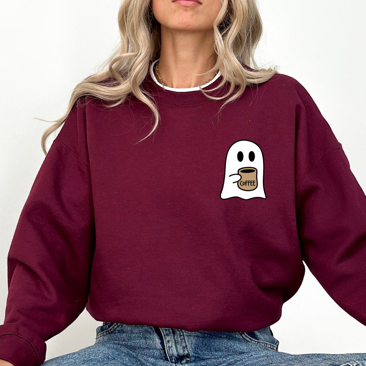 Cute Spooky Coffee Sweatshirt, Womens Ghost Sweatshirt, Spooky Season, Fall Coffee Lover Shirt, Fall Graphic Shirt, Halloween Party T-shirts