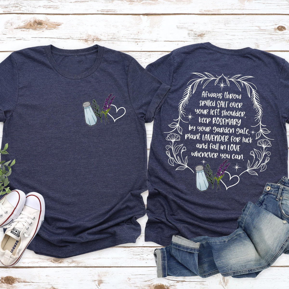Salt Rosemary Lavender Love Front and Back Sweatshirt, Practical Magic Sweatshirt, Magic Spell Hoodie, Witchy T-shirts, Halloween Sweatshirt