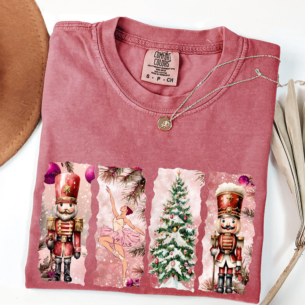 Comfort Colors® Nutcracker Christmas Shirt, Women's Holiday T-shirt, Holiday Party Gift, Festive Christmas Shirt, Watercolor Holiday T-shirt