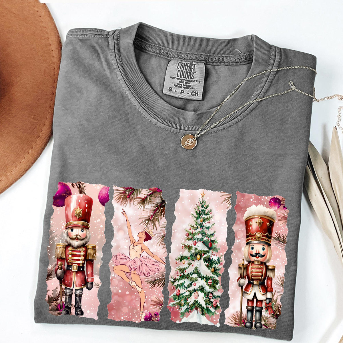 Comfort Colors® Nutcracker Christmas Shirt, Women's Holiday T-shirt, Holiday Party Gift, Festive Christmas Shirt, Watercolor Holiday T-shirt