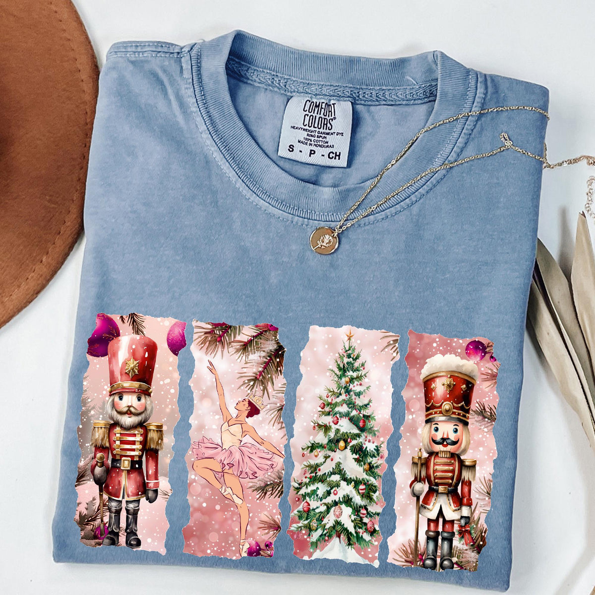 Comfort Colors® Nutcracker Christmas Shirt, Women's Holiday T-shirt, Holiday Party Gift, Festive Christmas Shirt, Watercolor Holiday T-shirt