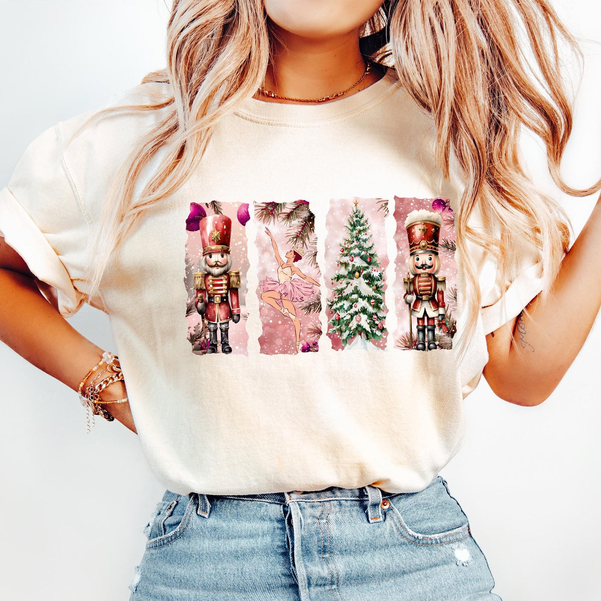 Comfort Colors® Nutcracker Christmas Shirt, Women's Holiday T-shirt, Holiday Party Gift, Festive Christmas Shirt, Watercolor Holiday T-shirt