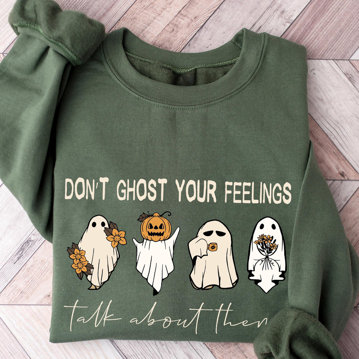 Retro Funny Don't Ghost Your Feelings, Mental Health Awareness, Mental Health, Halloween Graphic T-Shirt for Women, School Counselor T-shirt