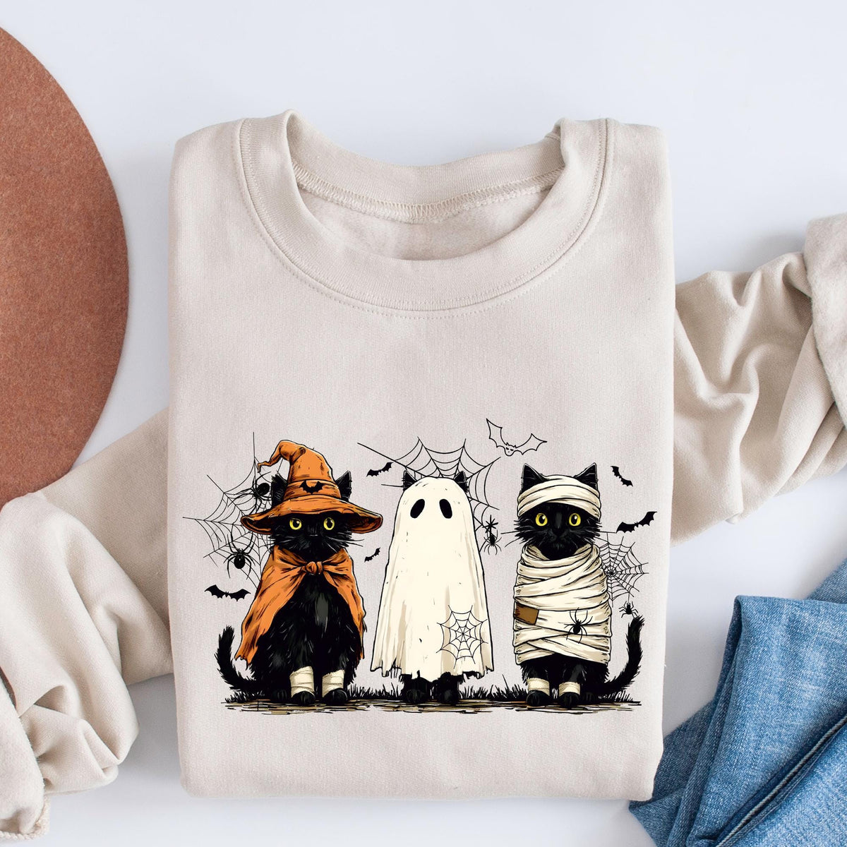 Black Cat Pumpkin Sweatshirt, Ghots Cat T-shirt, Gothic Halloween Cat Mama T-shirt, Autumn Black Cat Sweatshirt, Retro Halloween Shirt, Fall