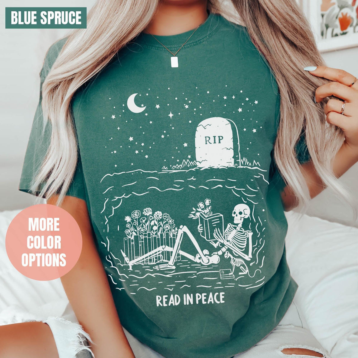 Halloween Read In Peace Shirt, Halloween Ghost Reading Shirts, Comfort Colors®, Book Lover Halloween, Funny Halloween T-shirt, Spooky Season