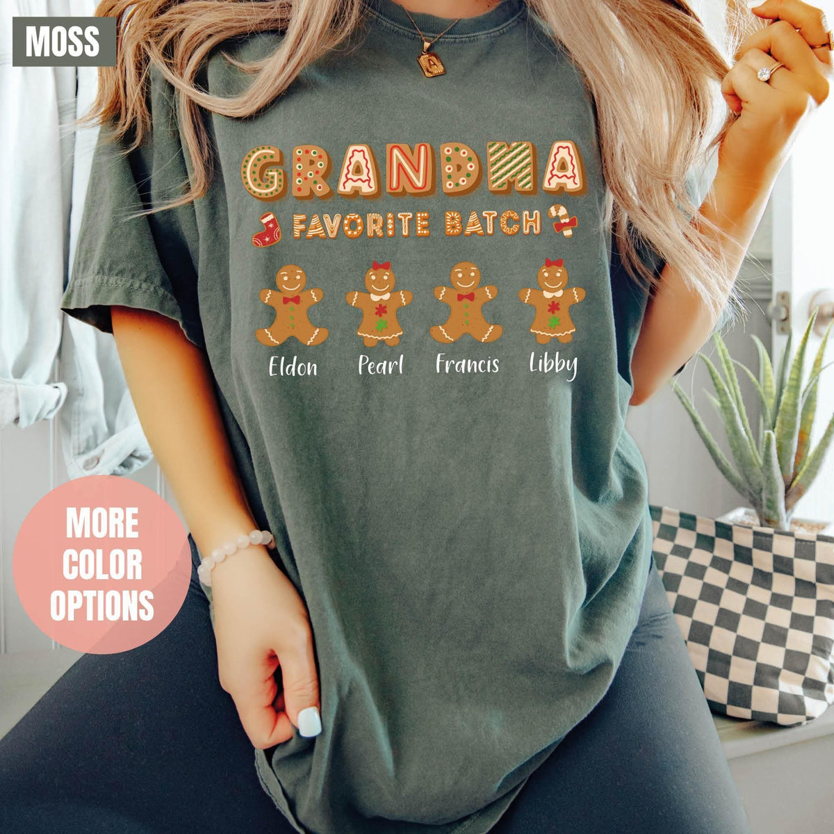 Personalized Grandmas Favorite Batch Shirt, Grandma Christmas Tee with Grandkids Name, Comfort Colors®, Custom Grandma Christmas, Xmas Gifts