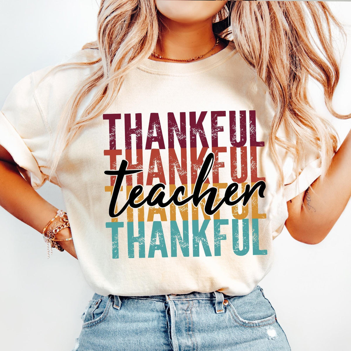 Thanksgiving Teacher Shirt, Thankful Rainbow Pumpkin Shirt, Thanksgiving Vacation Tee, Family Thanksgiving Shirt, Comfort Colors®, Fall Tees