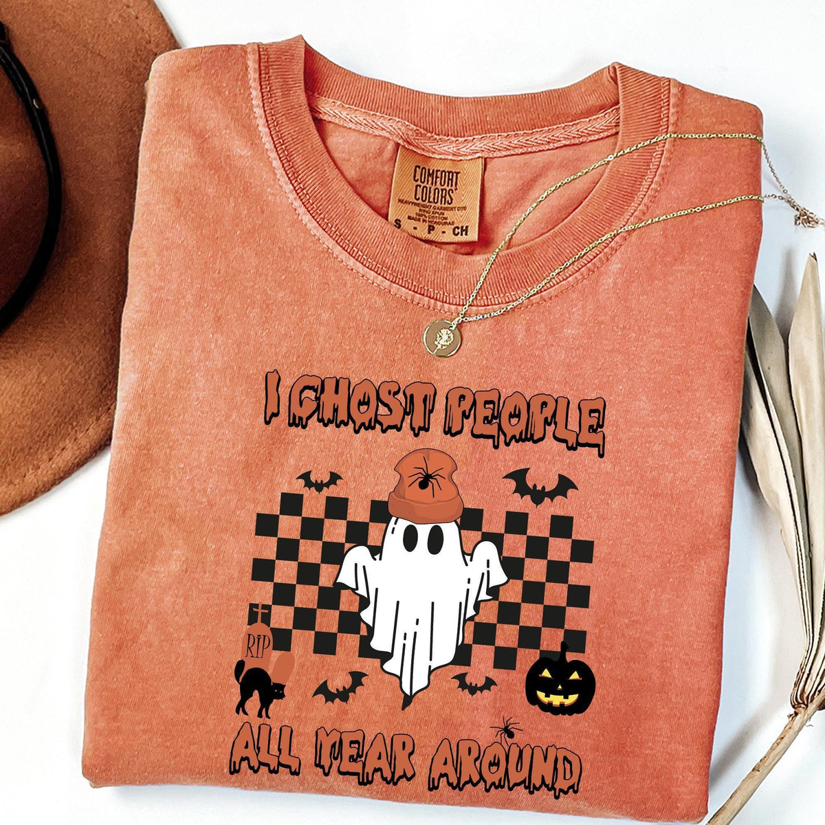 I Ghost People All Year Around Shirt, Halloween Shirts, Halloween Costumes, Spooky Vibes T-shirts, Comfort Colors®, Halloween Party T-shirts