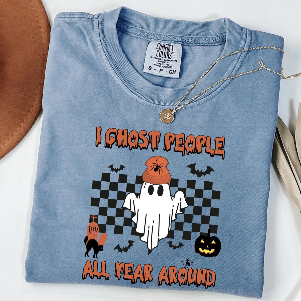 I Ghost People All Year Around Shirt, Halloween Shirts, Halloween Costumes, Spooky Vibes T-shirts, Comfort Colors®, Halloween Party T-shirts