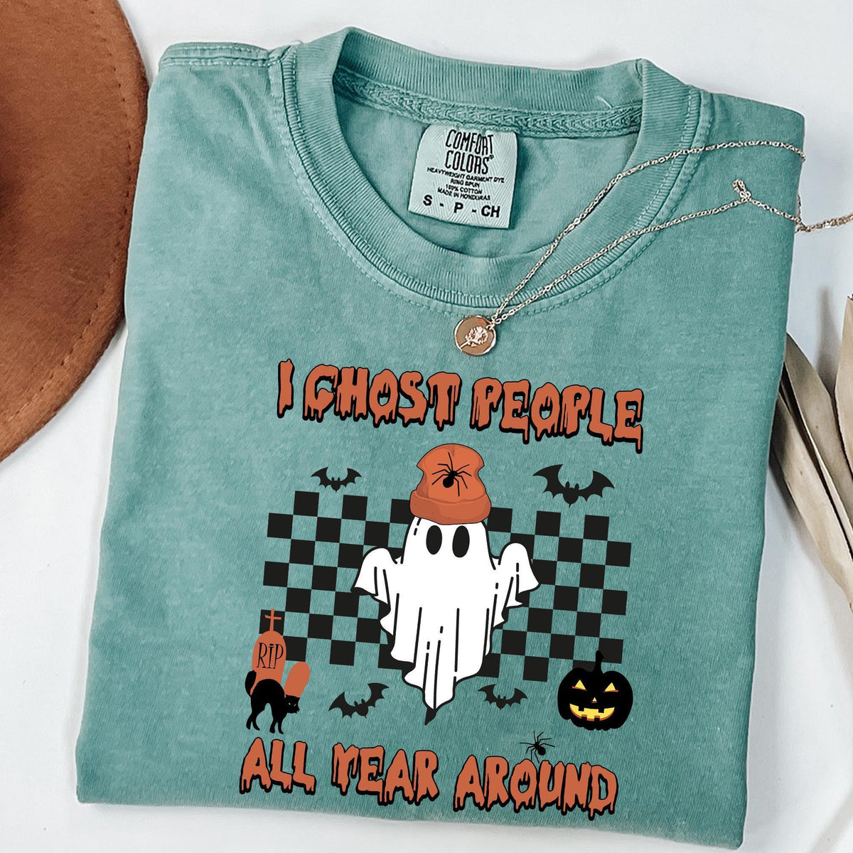I Ghost People All Year Around Shirt, Halloween Shirts, Halloween Costumes, Spooky Vibes T-shirts, Comfort Colors®, Halloween Party T-shirts