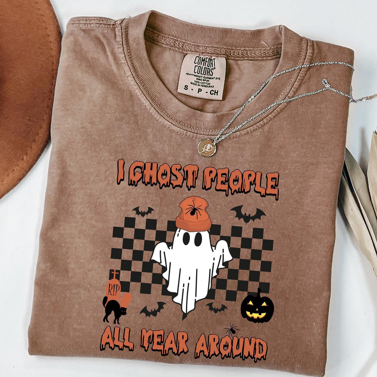 I Ghost People All Year Around Shirt, Halloween Shirts, Halloween Costumes, Spooky Vibes T-shirts, Comfort Colors®, Halloween Party T-shirts