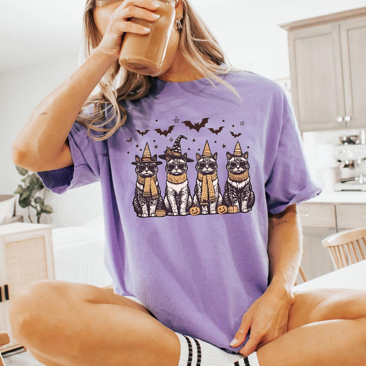 Cool Halloween Cats Shirt, Halloween T-Shirt, Funny Halloween T-shirt, Gift for Daughter, Gift for Her, Comfort Colors®, Cat Lovers T-shirts