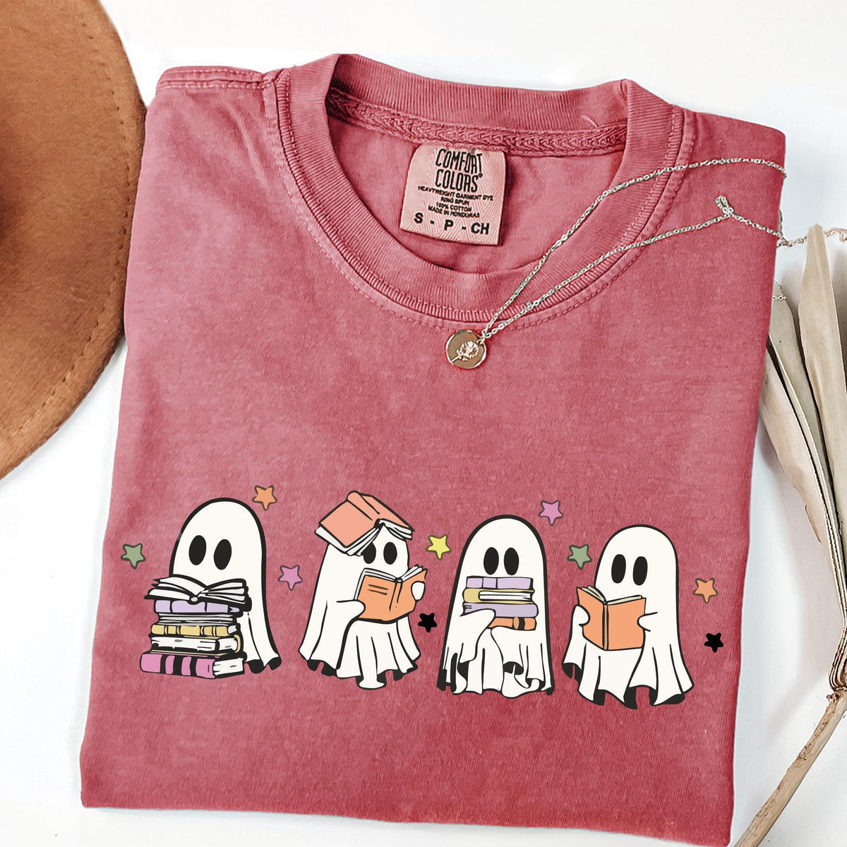 Ghosts Reading Books Shirt, Books Lover Ghost Gift, Cute Little Ghost Shirt, Womens Halloween Shirt, Spooky Season T-shirts, Comfort Colors®