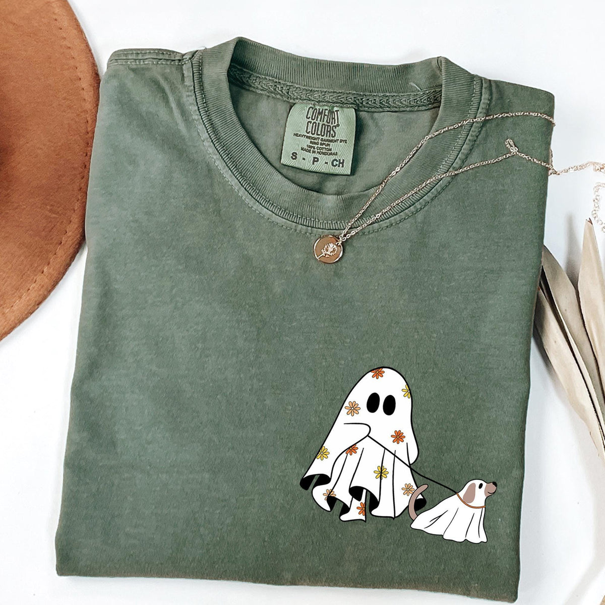 Comfort Colors® Сute Ghost Dog Shirt, Dog Lovers Halloween Gift, Halloween DogTees, Spooky Season, Fall Graphic Tee, Womens Halloween Shirts