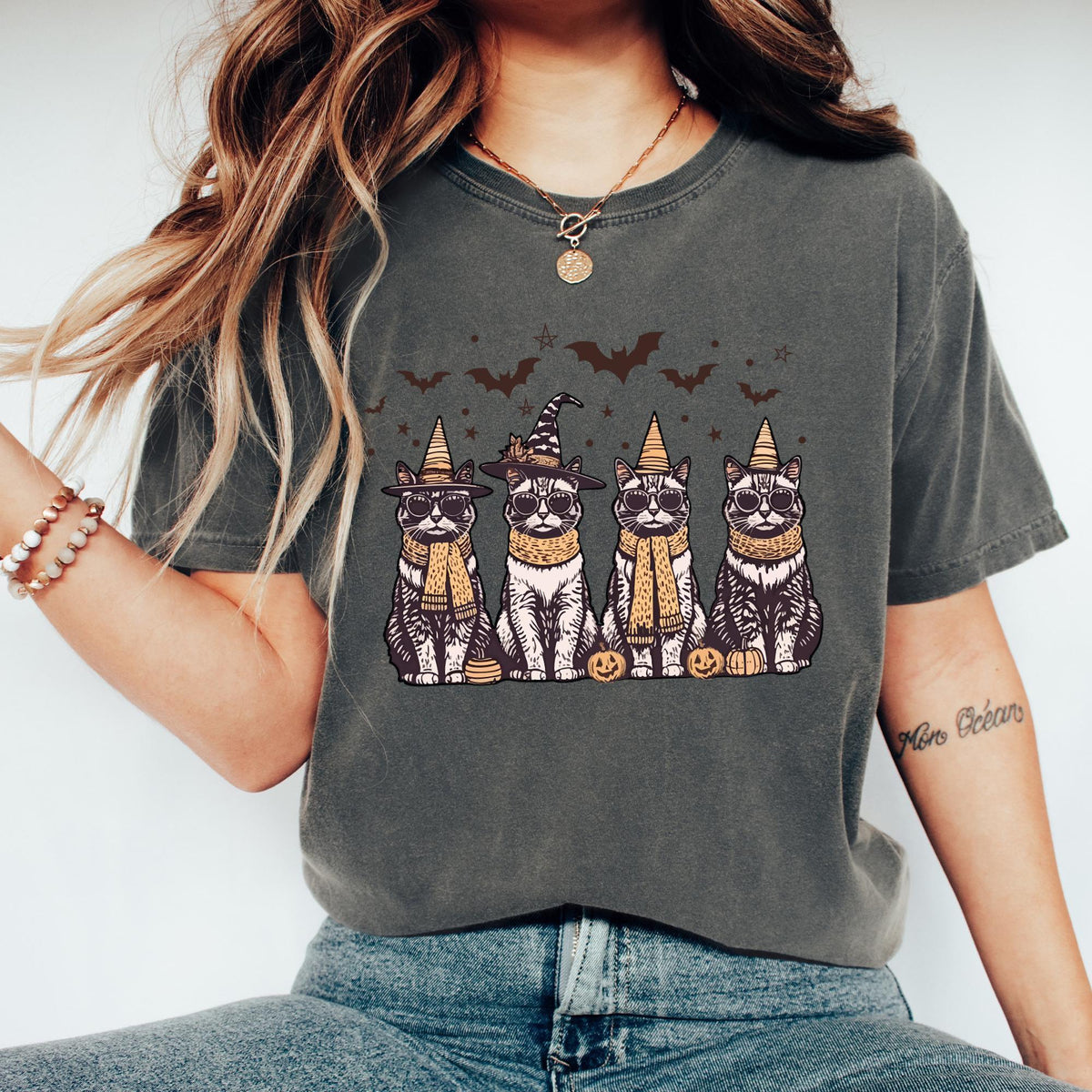 Cool Halloween Cats Shirt, Halloween T-Shirt, Funny Halloween T-shirt, Gift for Daughter, Gift for Her, Comfort Colors®, Cat Lovers T-shirts